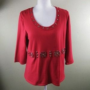 RQT Red Sweater with Silver Embellishments L NWT